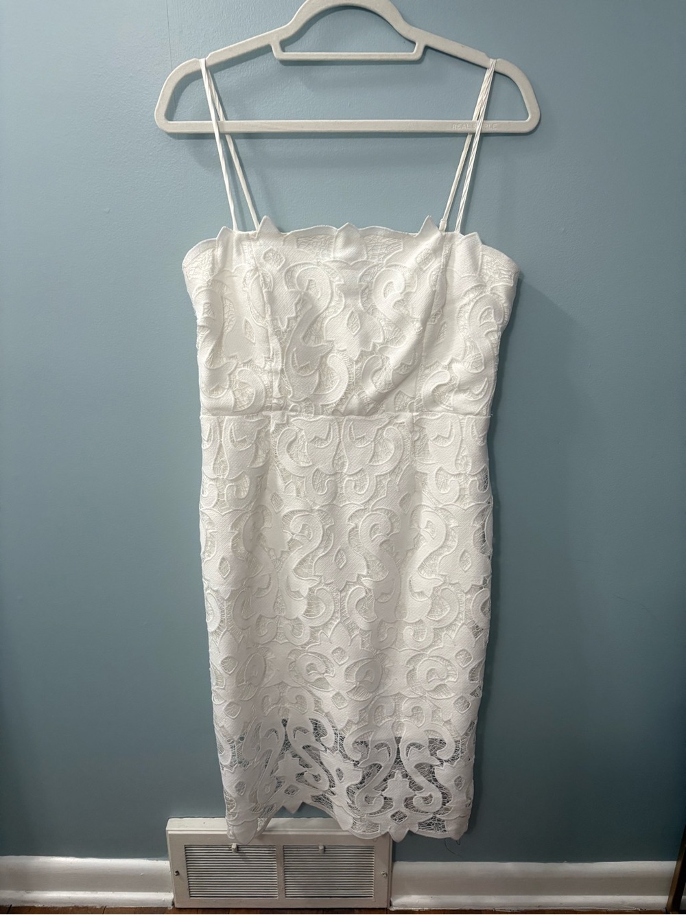 Bardot White Lace Spaghetti Strap Mini Dress